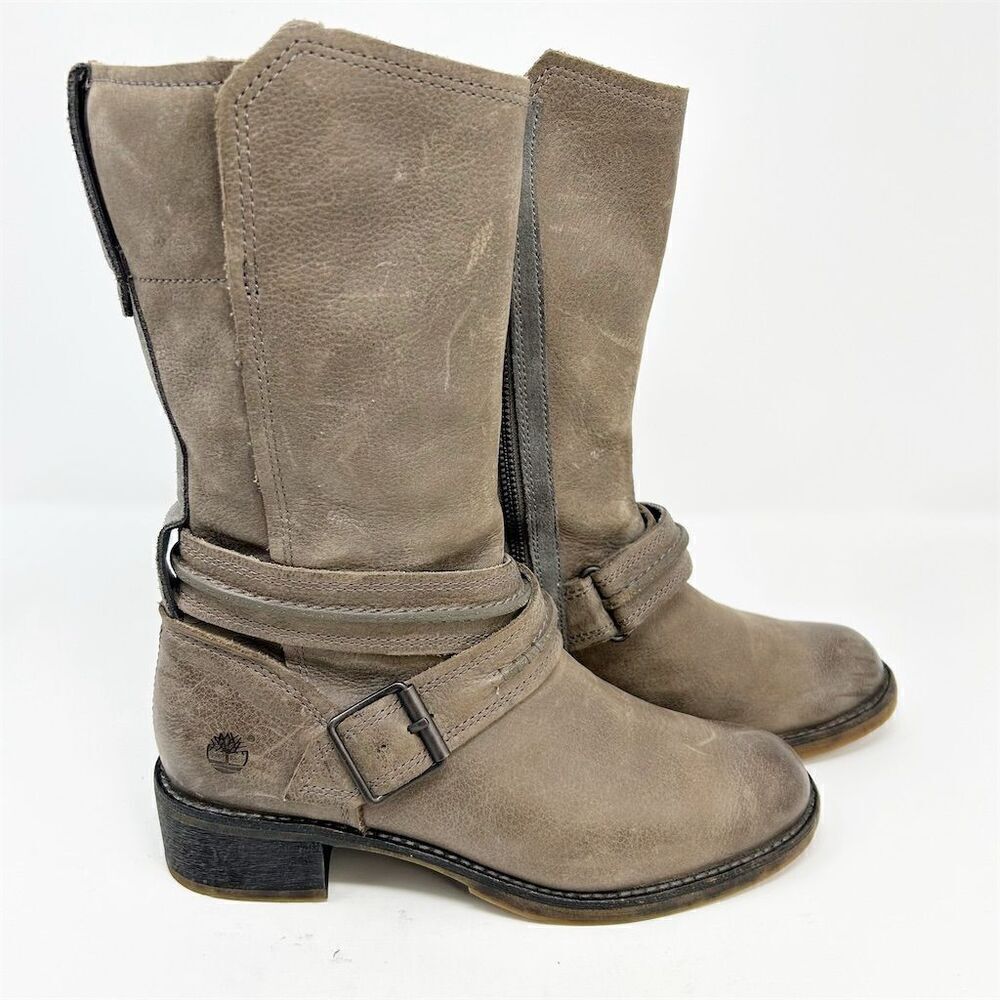 Timberland Whittemore Women's Brown Gray Leather Mid Calf Boots Size 6.5